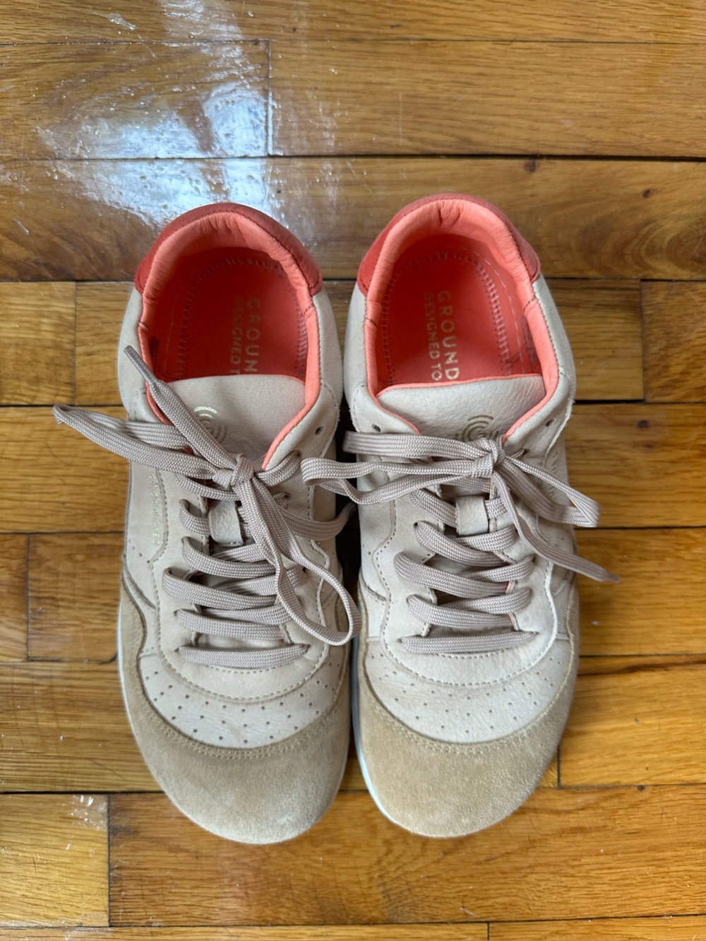 Women’s Groundies Nova GO1 sneakers US sz 7 / EU 37 EUC WORN ONCE- beige & coral